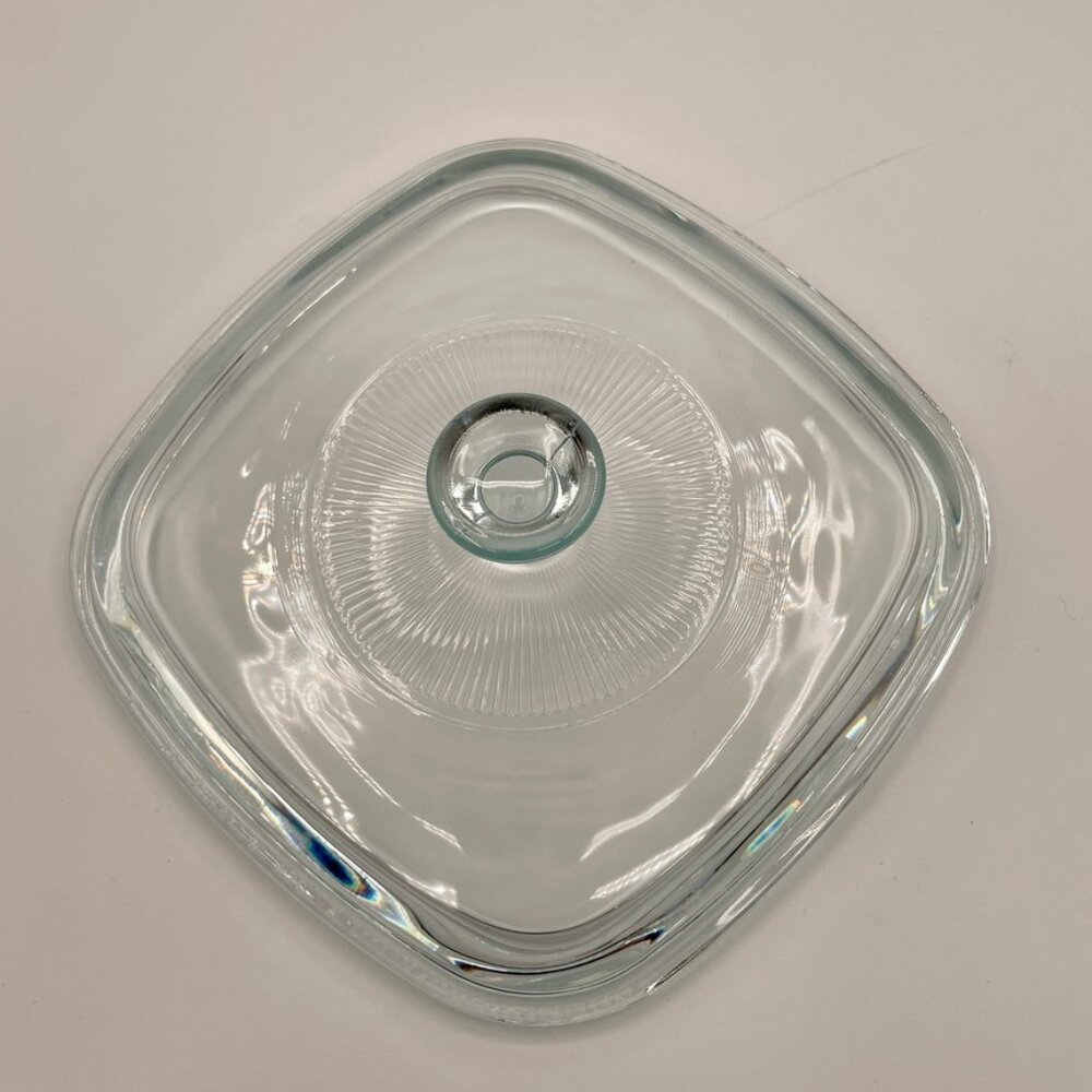 PYREX  A 7 C Square Sunburst Casserole Lid (only) Clear Glass 7”x 7” VINTAGE